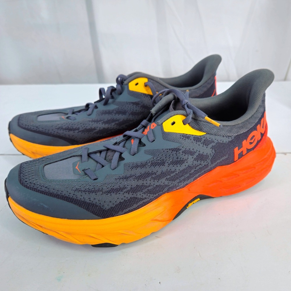Hoka Speedgoat 5 Mens Trail Running Shoes Castlerock Orange Grey 1123157 11.5